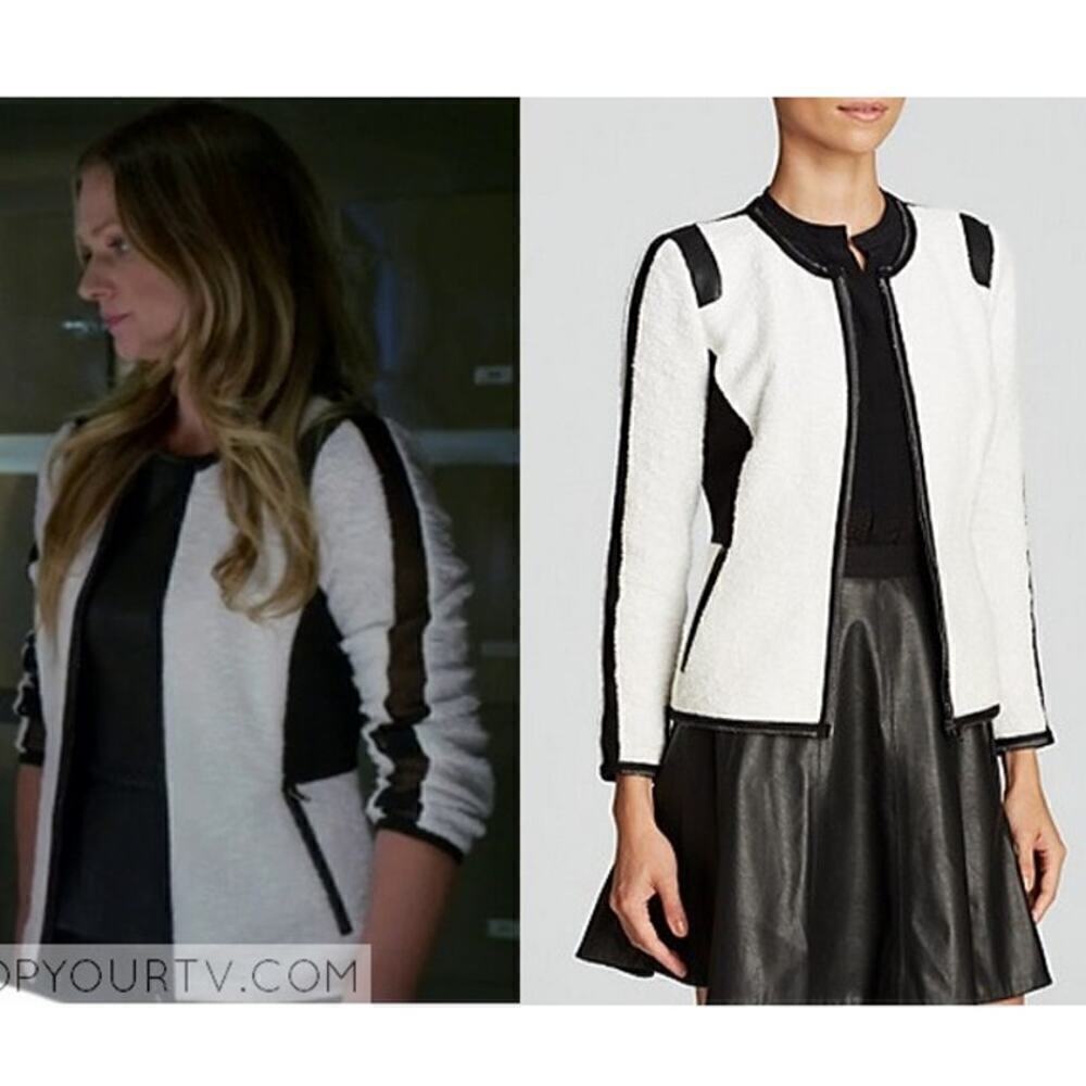 Rebecca Taylor Textured Black/White Fitted Jacket size 4 - Picture 8 of 8